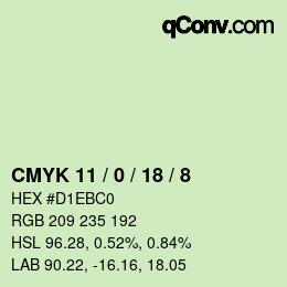 Color code: CMYK 11 / 0 / 18 / 8 | qconv.com