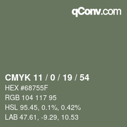 Color code: CMYK 11 / 0 / 19 / 54 | qconv.com