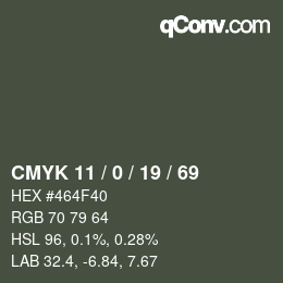 Código de color: CMYK 11 / 0 / 19 / 69 | qconv.com