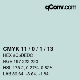 カラーコード: CMYK 11 / 0 / 1 / 13 | qconv.com