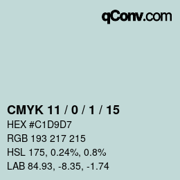 Color code: CMYK 11 / 0 / 1 / 15 | qconv.com