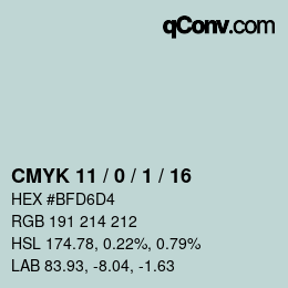 Farbcode: CMYK 11 / 0 / 1 / 16 | qconv.com