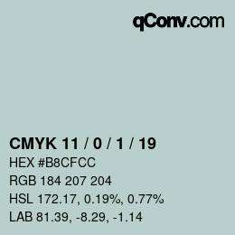 Color code: CMYK 11 / 0 / 1 / 19 | qconv.com