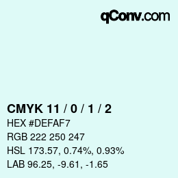 カラーコード: CMYK 11 / 0 / 1 / 2 | qconv.com