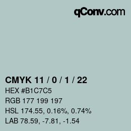 Color code: CMYK 11 / 0 / 1 / 22 | qconv.com