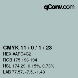 Color code: CMYK 11 / 0 / 1 / 23 | qconv.com