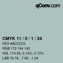カラーコード: CMYK 11 / 0 / 1 / 24 | qconv.com