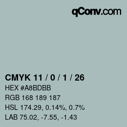 カラーコード: CMYK 11 / 0 / 1 / 26 | qconv.com