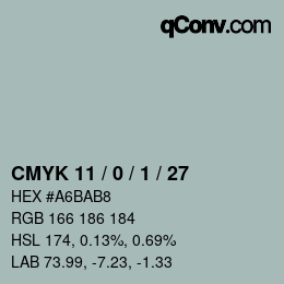 Color code: CMYK 11 / 0 / 1 / 27 | qconv.com