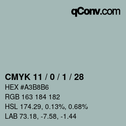 Color code: CMYK 11 / 0 / 1 / 28 | qconv.com