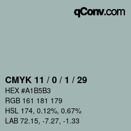 カラーコード: CMYK 11 / 0 / 1 / 29 | qconv.com