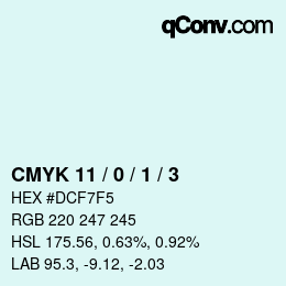 カラーコード: CMYK 11 / 0 / 1 / 3 | qconv.com
