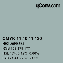 Color code: CMYK 11 / 0 / 1 / 30 | qconv.com