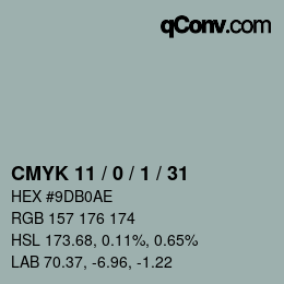 Farbcode: CMYK 11 / 0 / 1 / 31 | qconv.com