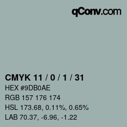 カラーコード: CMYK 11 / 0 / 1 / 31 | qconv.com