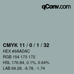 カラーコード: CMYK 11 / 0 / 1 / 32 | qconv.com