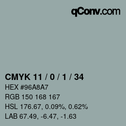 Color code: CMYK 11 / 0 / 1 / 34 | qconv.com