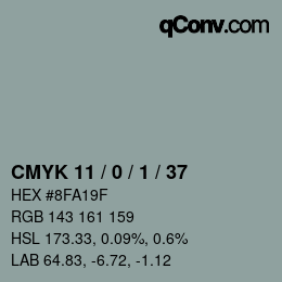 Color code: CMYK 11 / 0 / 1 / 37 | qconv.com