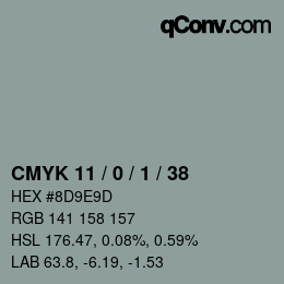 Color code: CMYK 11 / 0 / 1 / 38 | qconv.com