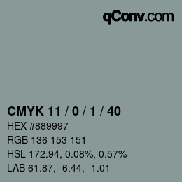 颜色代码: CMYK 11 / 0 / 1 / 40 | qconv.com