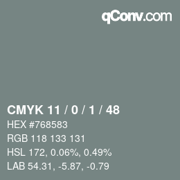 颜色代码: CMYK 11 / 0 / 1 / 48 | qconv.com