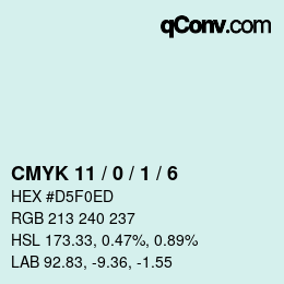 颜色代码: CMYK 11 / 0 / 1 / 6 | qconv.com