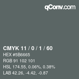 カラーコード: CMYK 11 / 0 / 1 / 60 | qconv.com