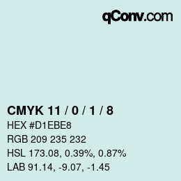 Código de color: CMYK 11 / 0 / 1 / 8 | qconv.com