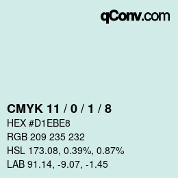 カラーコード: CMYK 11 / 0 / 1 / 8 | qconv.com