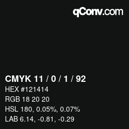 カラーコード: CMYK 11 / 0 / 1 / 92 | qconv.com