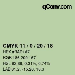 Color code: CMYK 11 / 0 / 20 / 18 | qconv.com