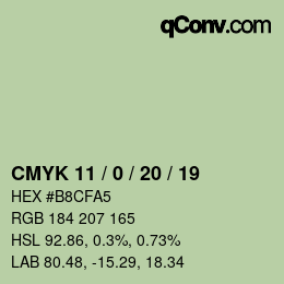 Farbcode: CMYK 11 / 0 / 20 / 19 | qconv.com