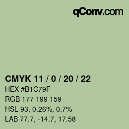 カラーコード: CMYK 11 / 0 / 20 / 22 | qconv.com