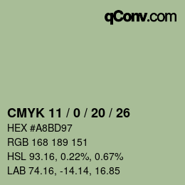 Color code: CMYK 11 / 0 / 20 / 26 | qconv.com