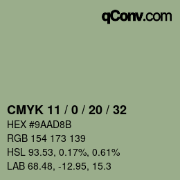 Color code: CMYK 11 / 0 / 20 / 32 | qconv.com