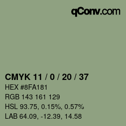 Color code: CMYK 11 / 0 / 20 / 37 | qconv.com