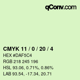 Color code: CMYK 11 / 0 / 20 / 4 | qconv.com