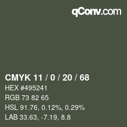 Color code: CMYK 11 / 0 / 20 / 68 | qconv.com