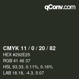 Color code: CMYK 11 / 0 / 20 / 82 | qconv.com