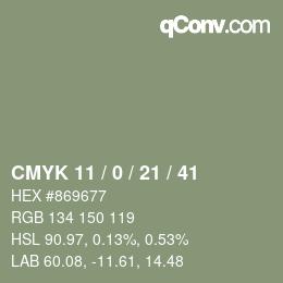 Color code: CMYK 11 / 0 / 21 / 41 | qconv.com