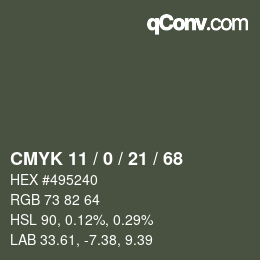 Color code: CMYK 11 / 0 / 21 / 68 | qconv.com