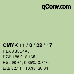 颜色代码: CMYK 11 / 0 / 22 / 17 | qconv.com