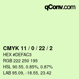 Color code: CMYK 11 / 0 / 22 / 2 | qconv.com