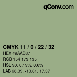 Color code: CMYK 11 / 0 / 22 / 32 | qconv.com
