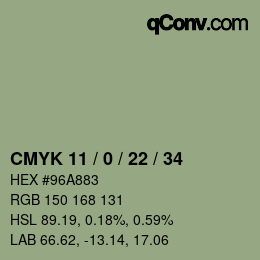 Código de color: CMYK 11 / 0 / 22 / 34 | qconv.com