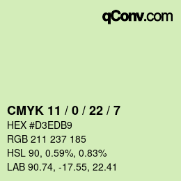 Color code: CMYK 11 / 0 / 22 / 7 | qconv.com