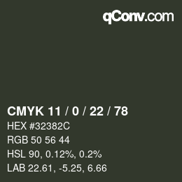 Color code: CMYK 11 / 0 / 22 / 78 | qconv.com