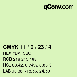 カラーコード: CMYK 11 / 0 / 23 / 4 | qconv.com