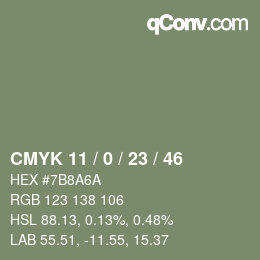 Color code: CMYK 11 / 0 / 23 / 46 | qconv.com