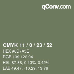 Color code: CMYK 11 / 0 / 23 / 52 | qconv.com